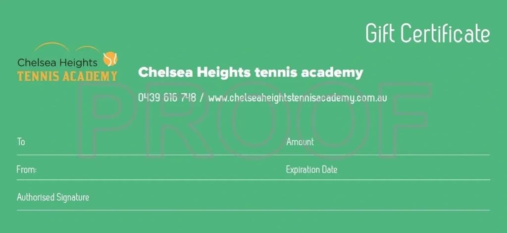 Chelsea Heights Tennis Academy Gift Certificate
